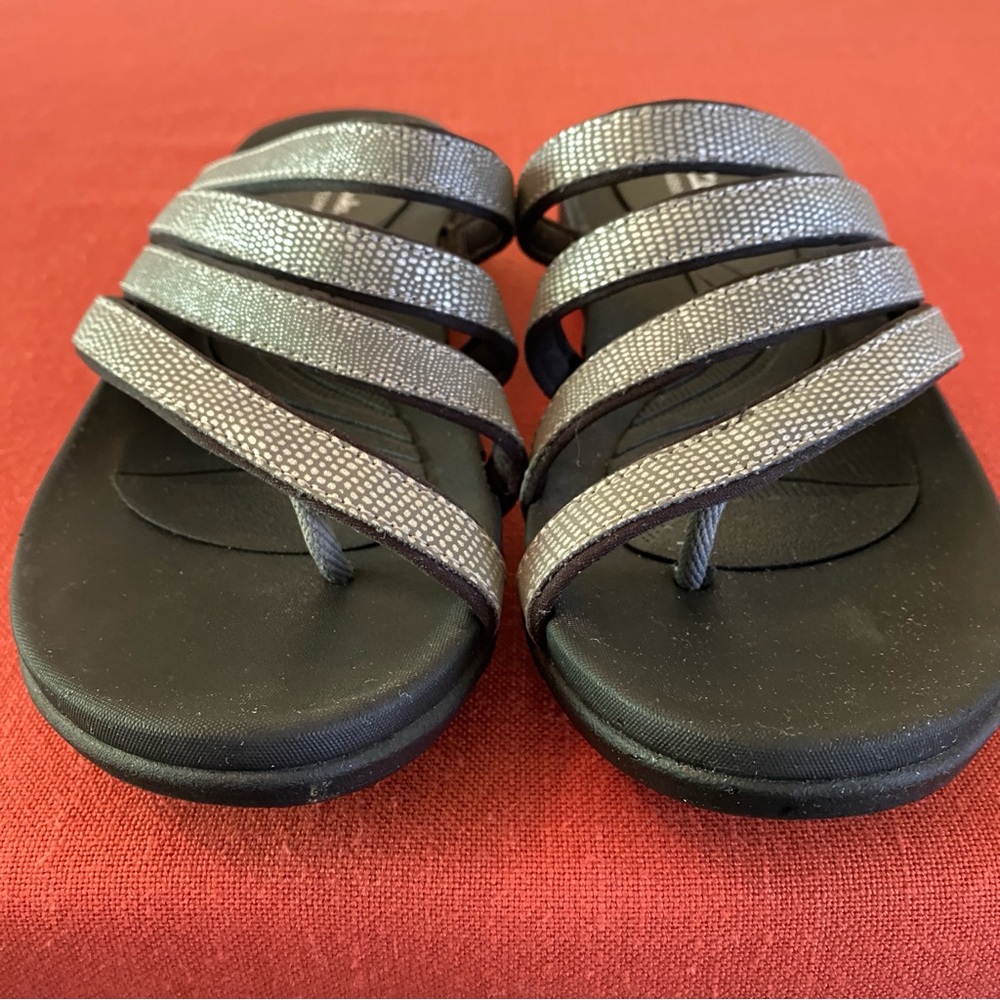Clarks Cloudsteppers Glide Hi Iris Sandals Strappy Black Silver Women’s Size 10M
